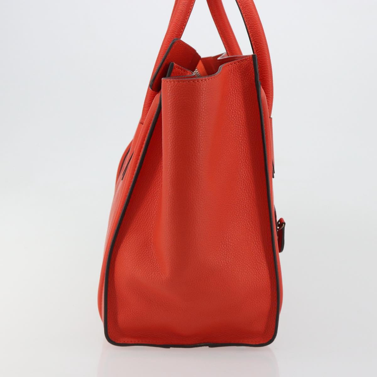 CELINE Luggage Mini Shopper Hand Bag Leather Orange Silver Auth ep14630A