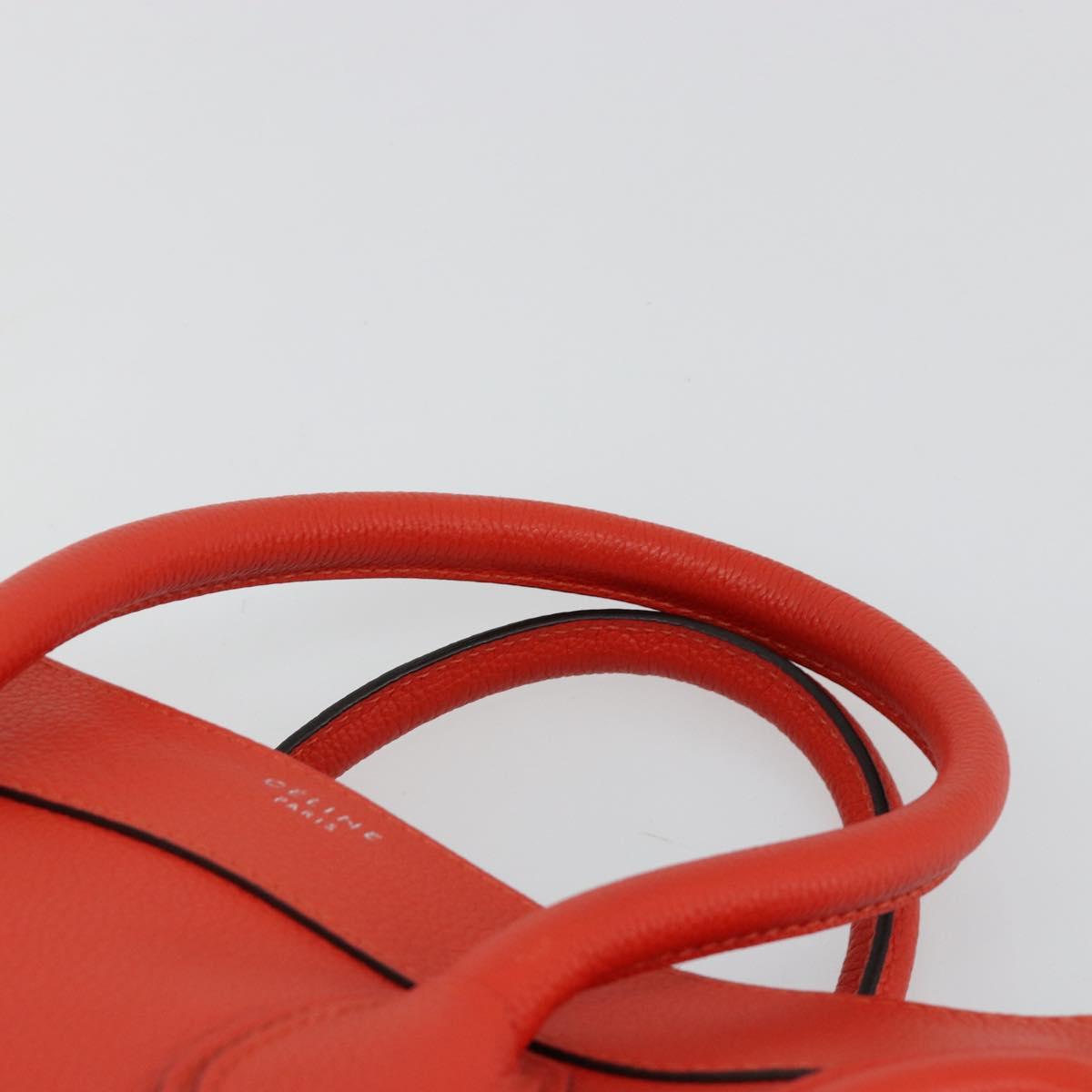 CELINE Luggage Mini Shopper Hand Bag Leather Orange Silver Auth ep14630A