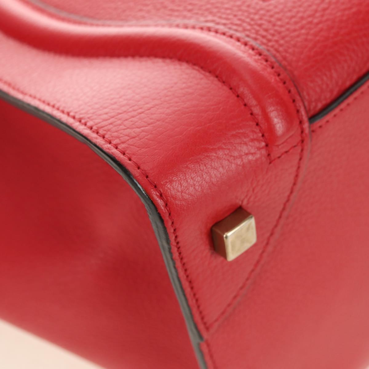 CELINE Luggage Mini Shopper Hand Bag Leather Red Gold Auth ep14631M