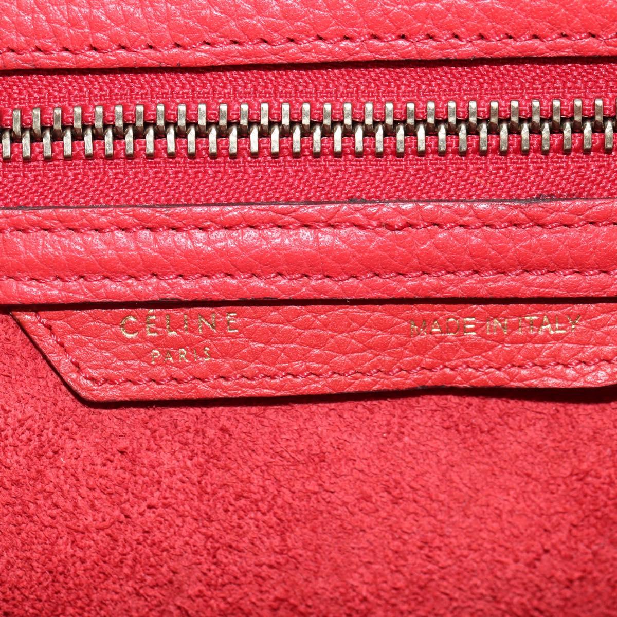 CELINE Luggage Mini Shopper Hand Bag Leather Red Gold Auth ep14631M