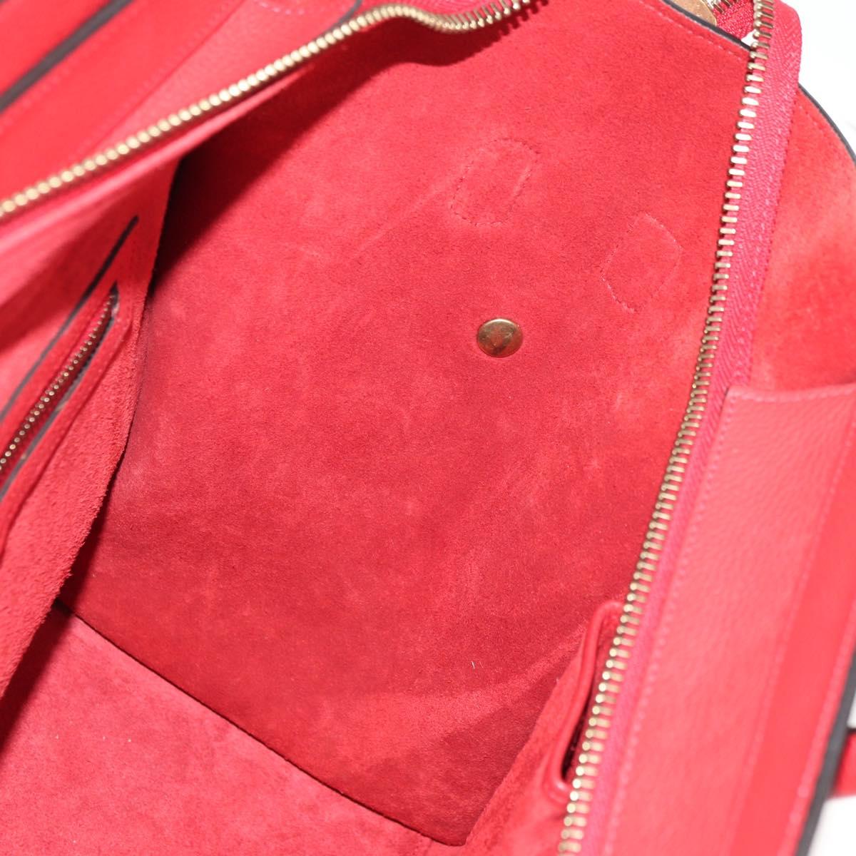 CELINE Luggage Mini Shopper Hand Bag Leather Red Gold Auth ep14631M