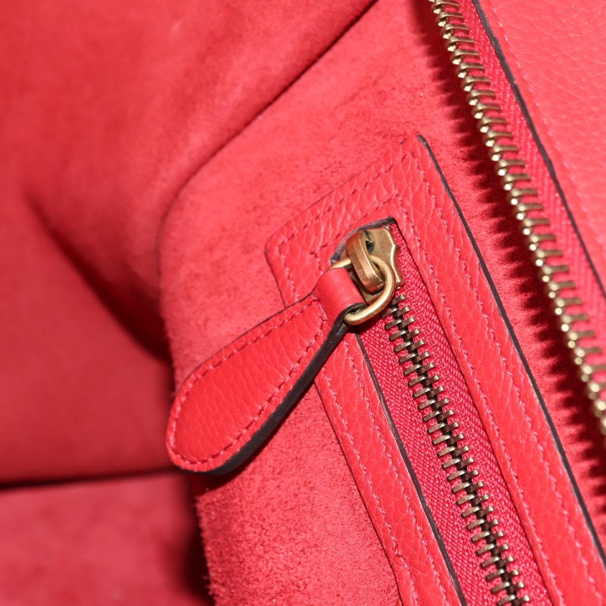 CELINE Luggage Mini Shopper Hand Bag Leather Red Gold Auth ep14631M