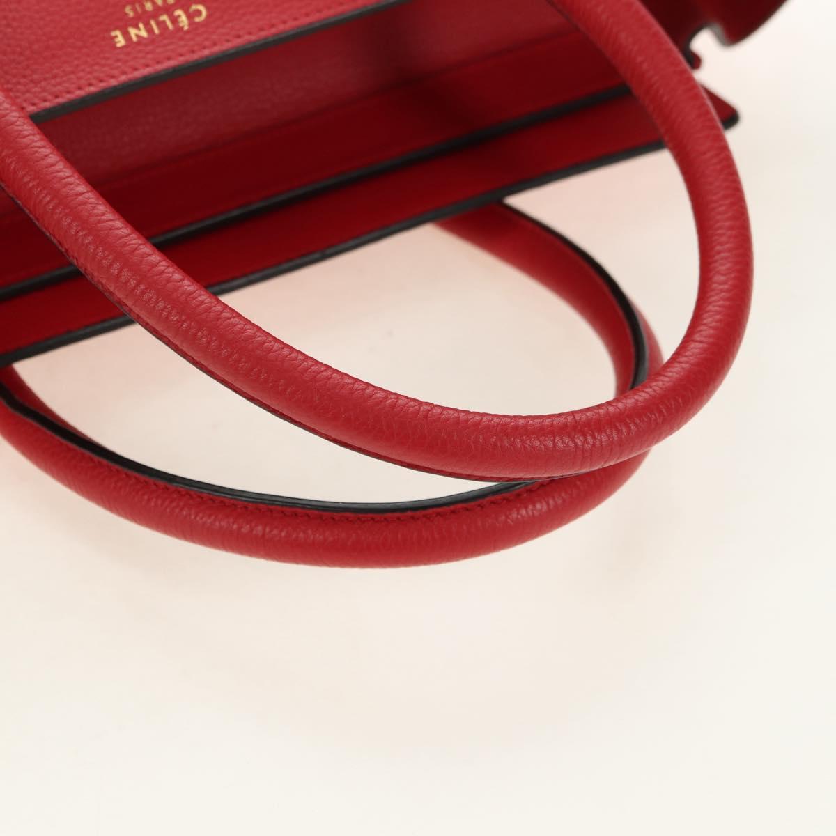 CELINE Luggage Mini Shopper Hand Bag Leather Red Gold Auth ep14631M