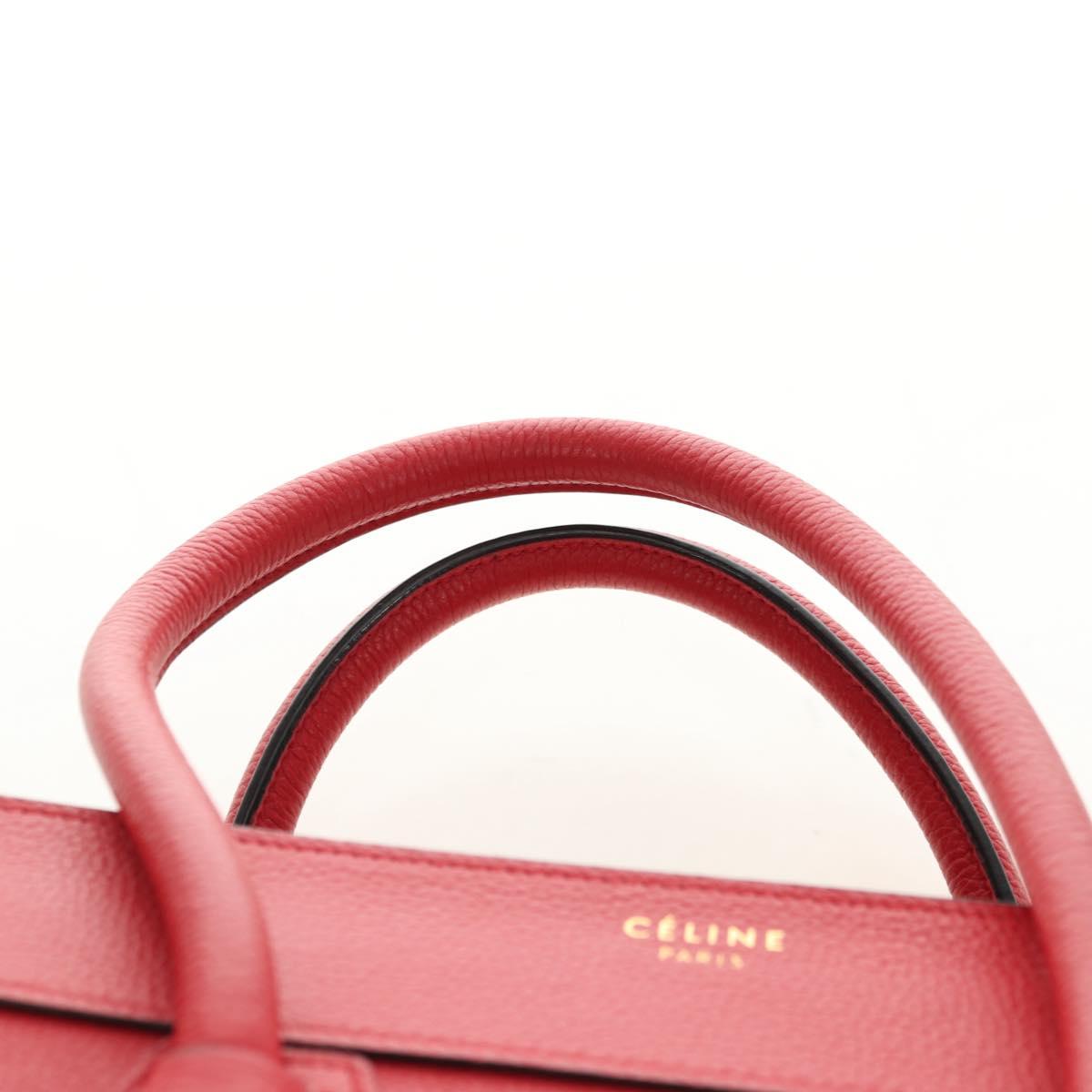 CELINE Luggage Mini Shopper Hand Bag Leather Red Gold Auth ep14631M