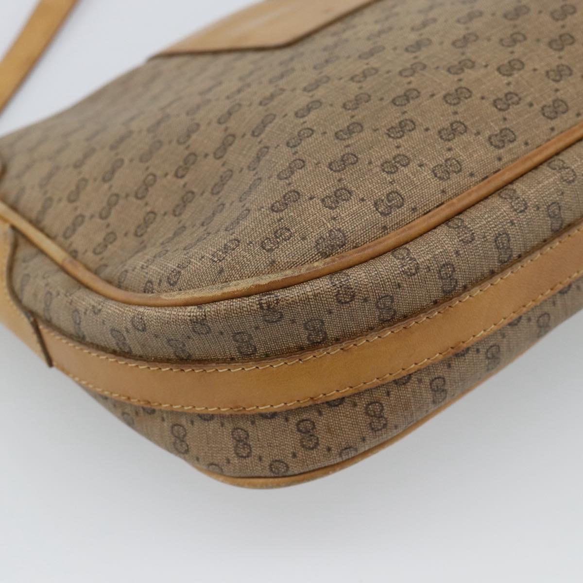 GUCCI Micro GG Supreme Shoulder Bag PVC Beige Gold Auth ep14632