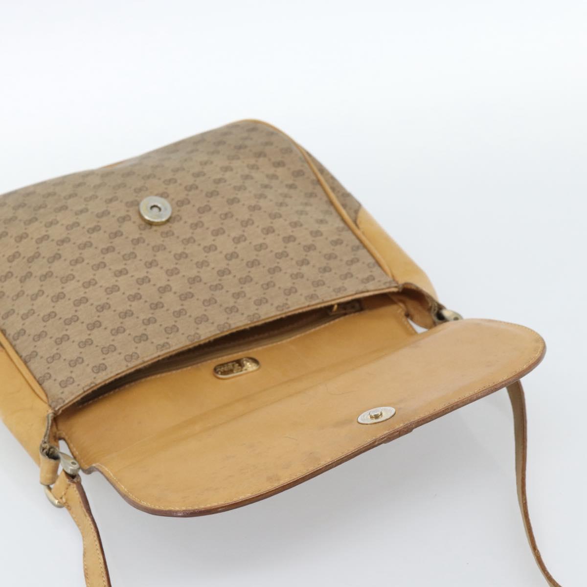 GUCCI Micro GG Supreme Shoulder Bag PVC Beige Gold Auth ep14632