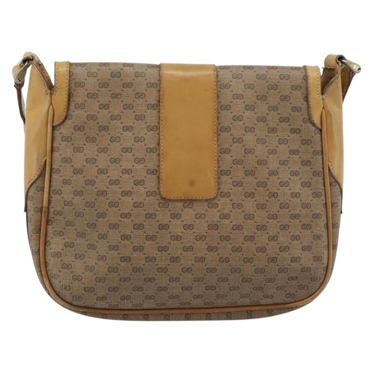 GUCCI Micro GG Supreme Shoulder Bag PVC Beige Gold Auth ep14632