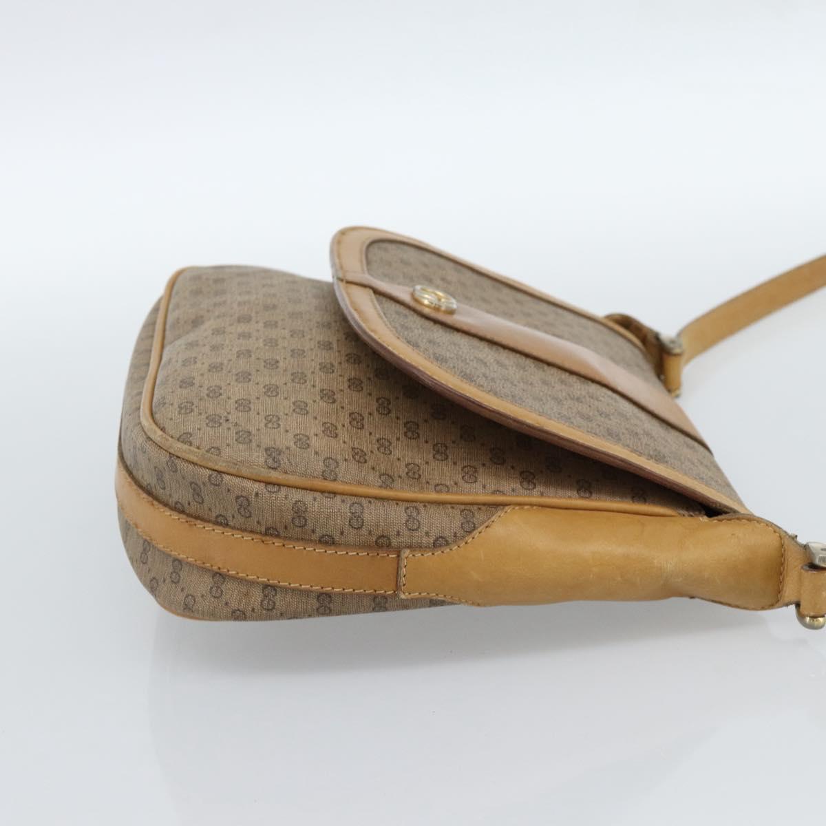 GUCCI Micro GG Supreme Shoulder Bag PVC Beige Gold Auth ep14632