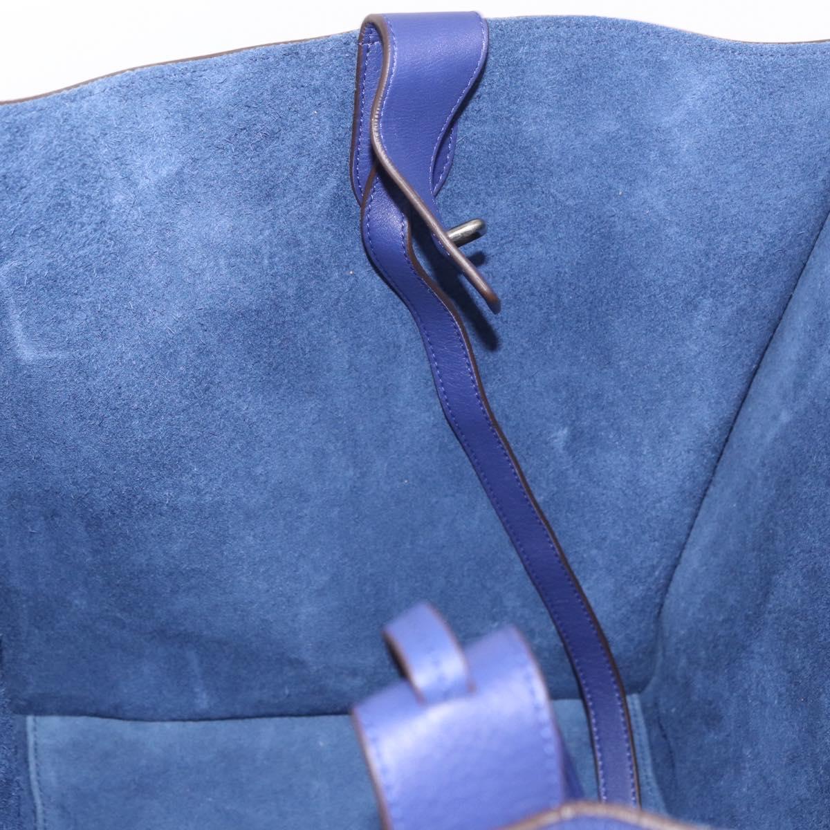 CELINE Luggage Phantom Hand Bag Leather Blue Silver Auth ep14638A