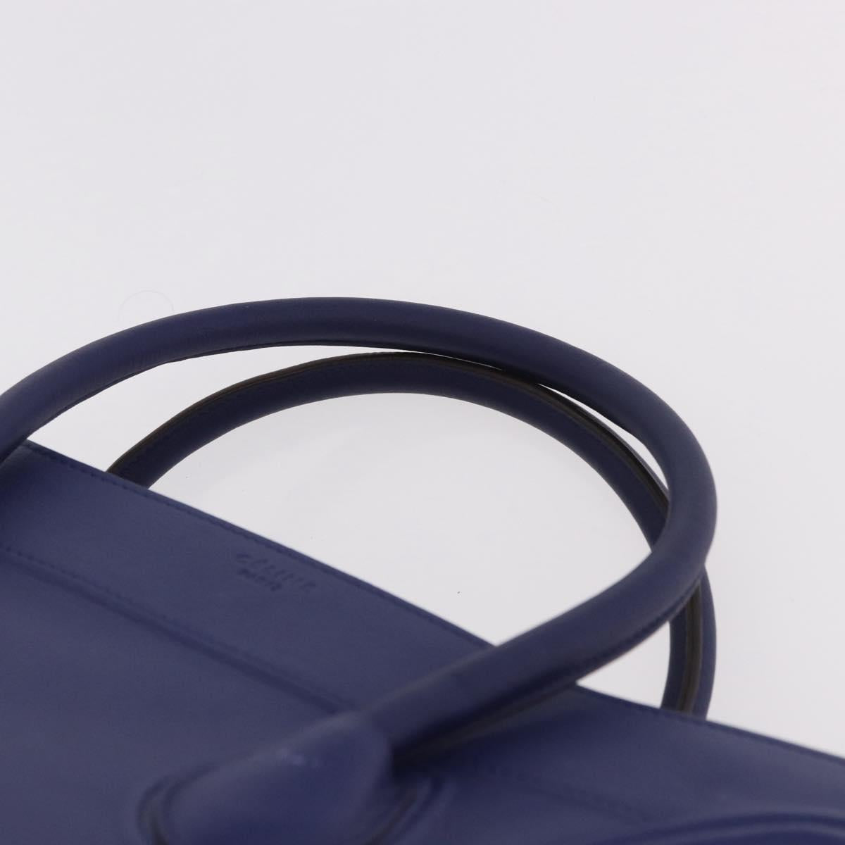 CELINE Luggage Phantom Hand Bag Leather Blue Silver Auth ep14638A