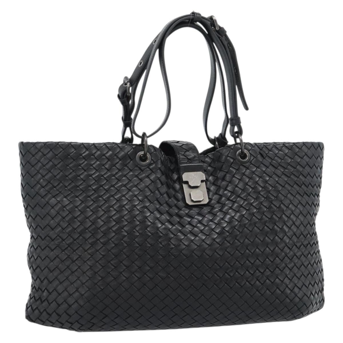 BOTTEGA VENETA INTRECCIATO Tote Bag Leather Black Auth ep14639A