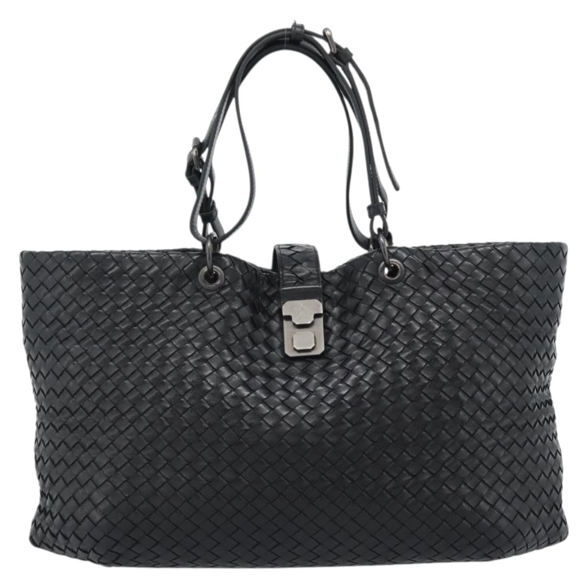 BOTTEGA VENETA INTRECCIATO Tote Bag Leather Black Auth ep14639A