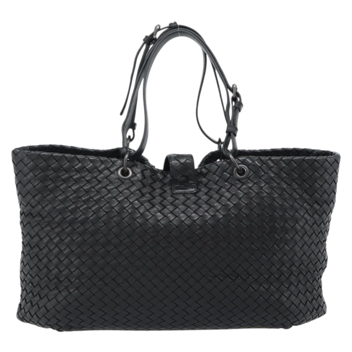 BOTTEGA VENETA INTRECCIATO Tote Bag Leather Black Auth ep14639A