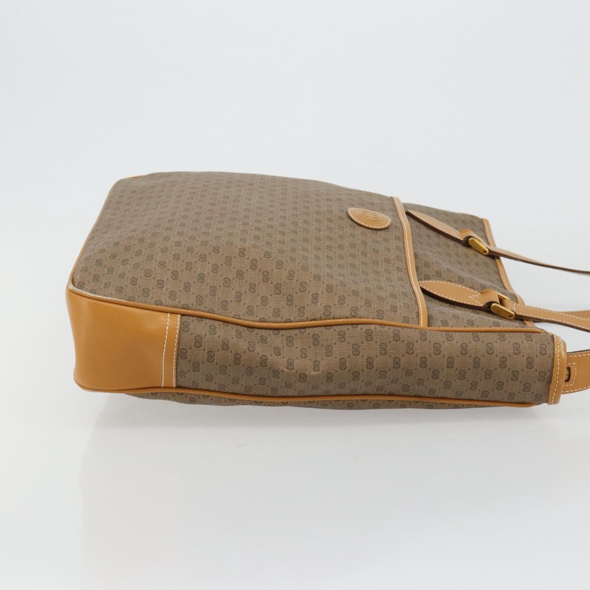 GUCCI Micro GG Supreme Tote Bag PVC Beige Gold Auth ep14645