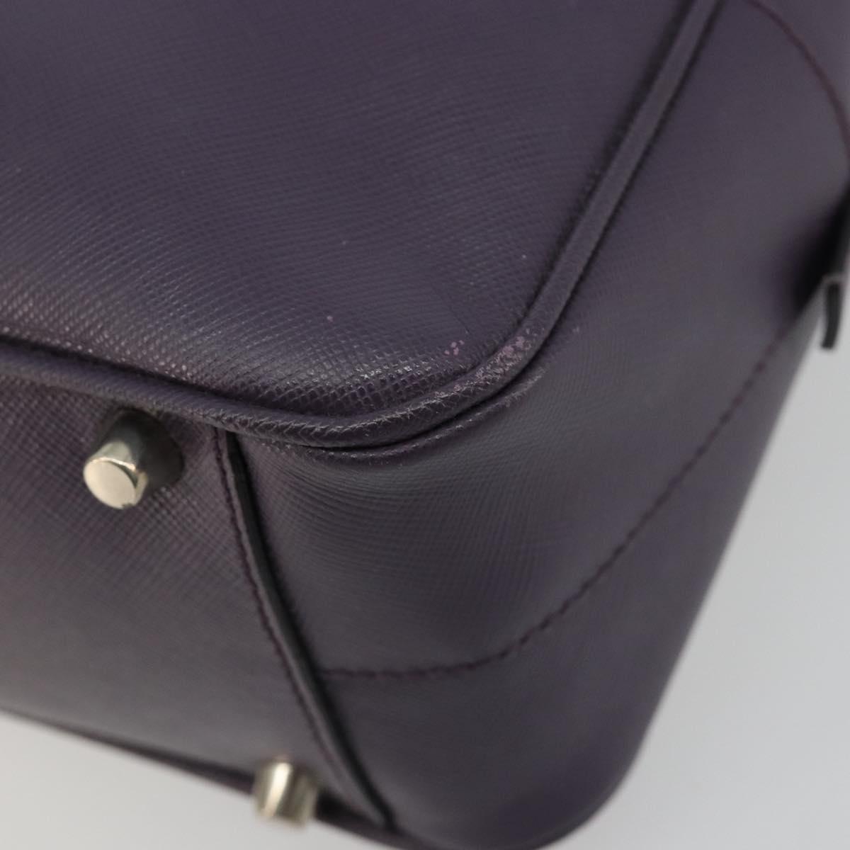 PRADA Hand Bag Safiano Leather Purple Silver Auth ep14648A