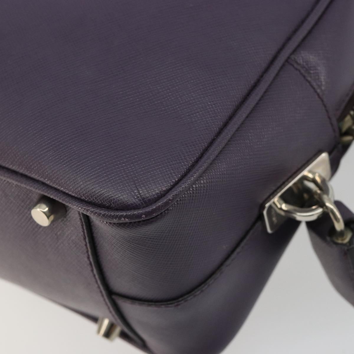 PRADA Hand Bag Safiano Leather Purple Silver Auth ep14648A
