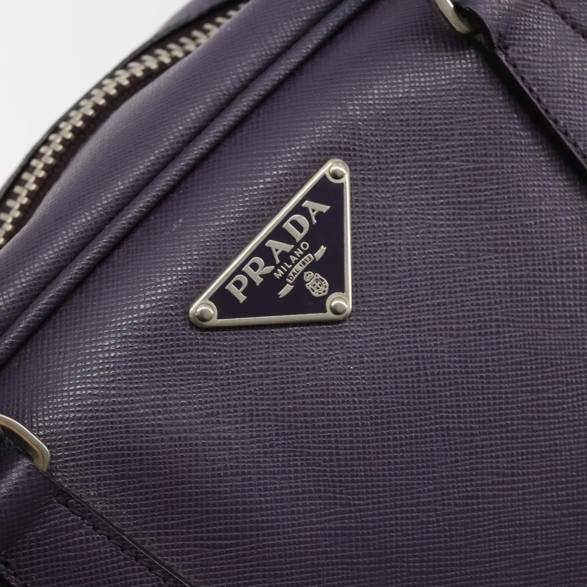 PRADA Hand Bag Safiano Leather Purple Silver Auth ep14648A