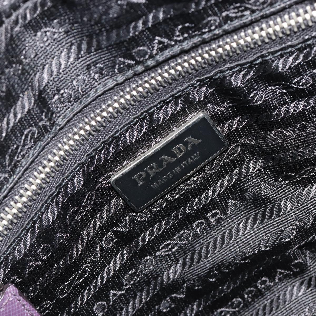 PRADA Hand Bag Safiano Leather Purple Silver Auth ep14648A