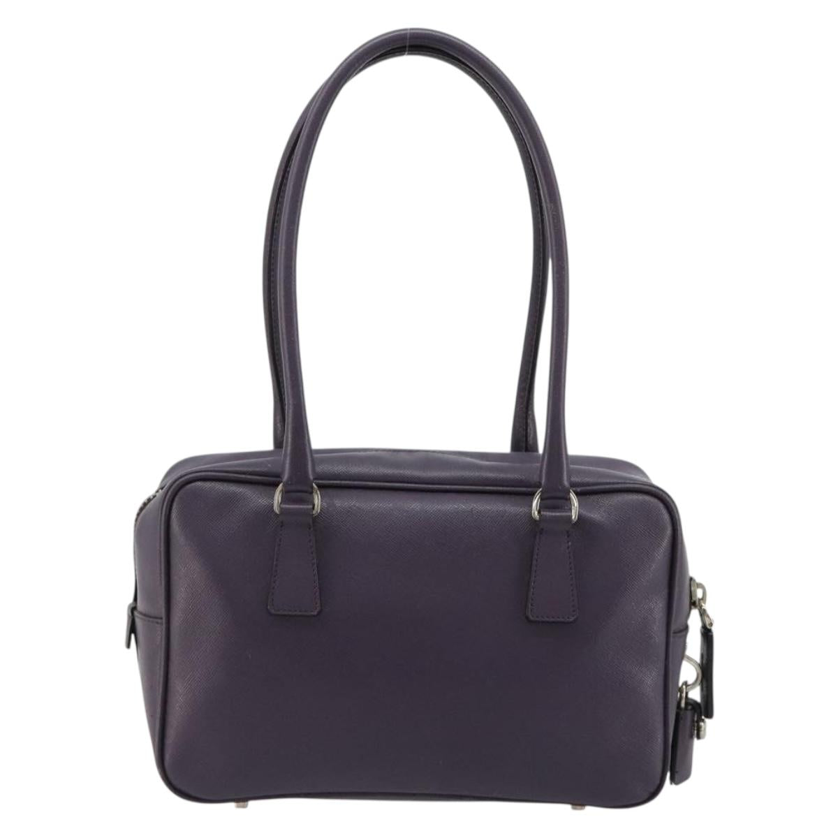 PRADA Hand Bag Safiano Leather Purple Silver Auth ep14648A