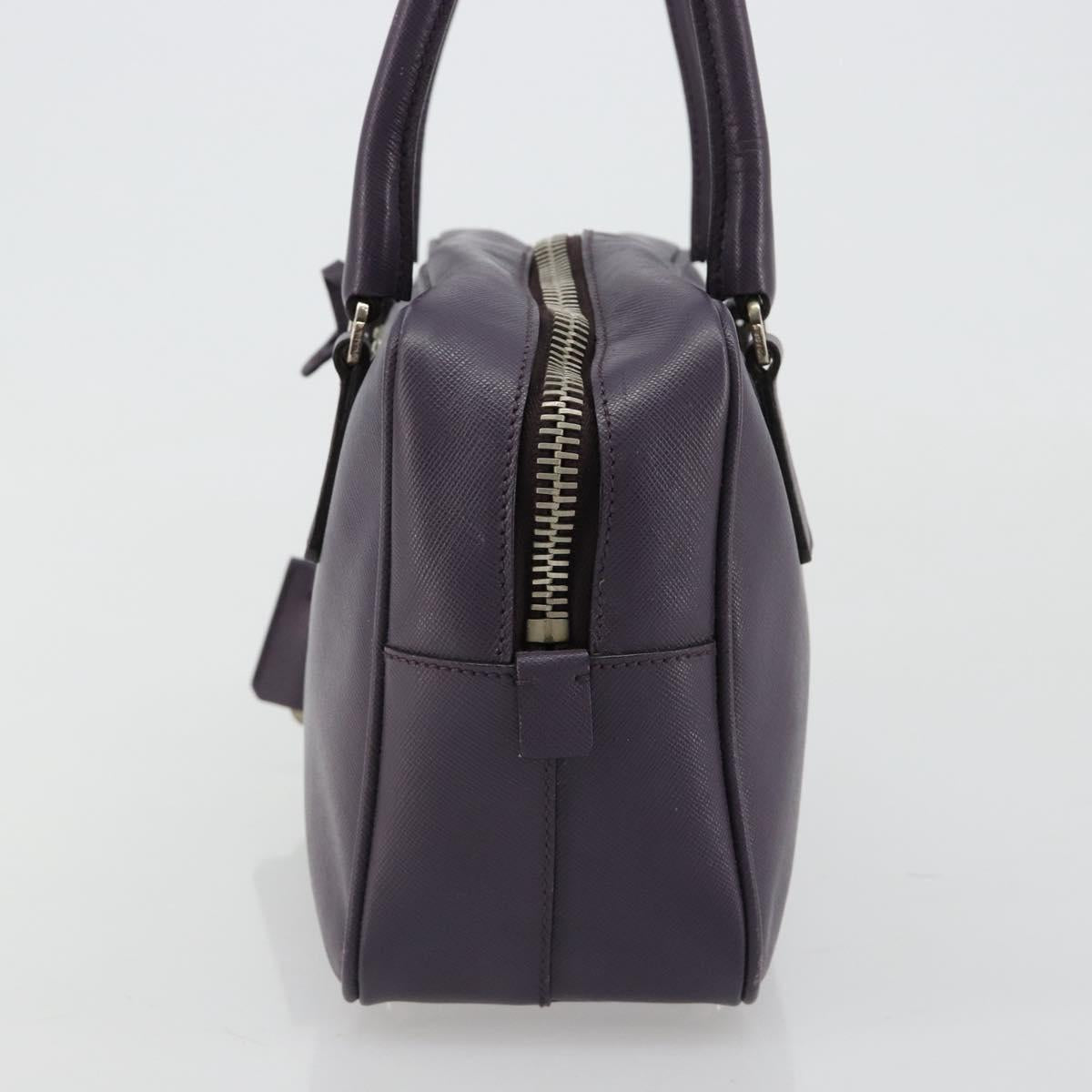 PRADA Hand Bag Safiano Leather Purple Silver Auth ep14648A