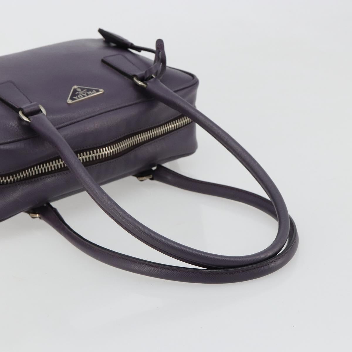PRADA Hand Bag Safiano Leather Purple Silver Auth ep14648A
