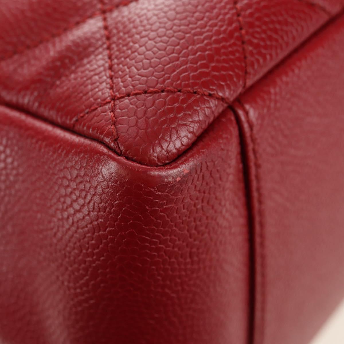 CHANEL GST Matelasse Chain Tote Bag Caviar Skin Red Silver CC Auth ep14654V