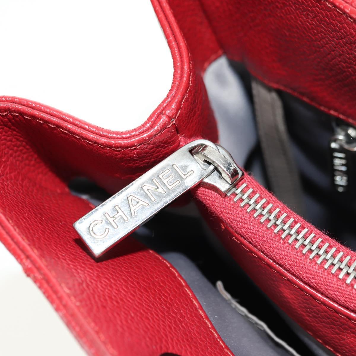 CHANEL GST Matelasse Chain Tote Bag Caviar Skin Red Silver CC Auth ep14654V