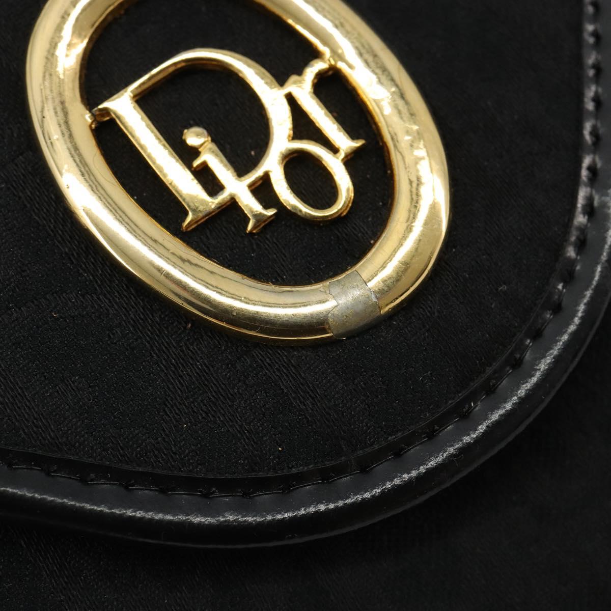 Christian Dior Trotter Canvas Chain Shoulder Bag Black Gold Auth ep14658A