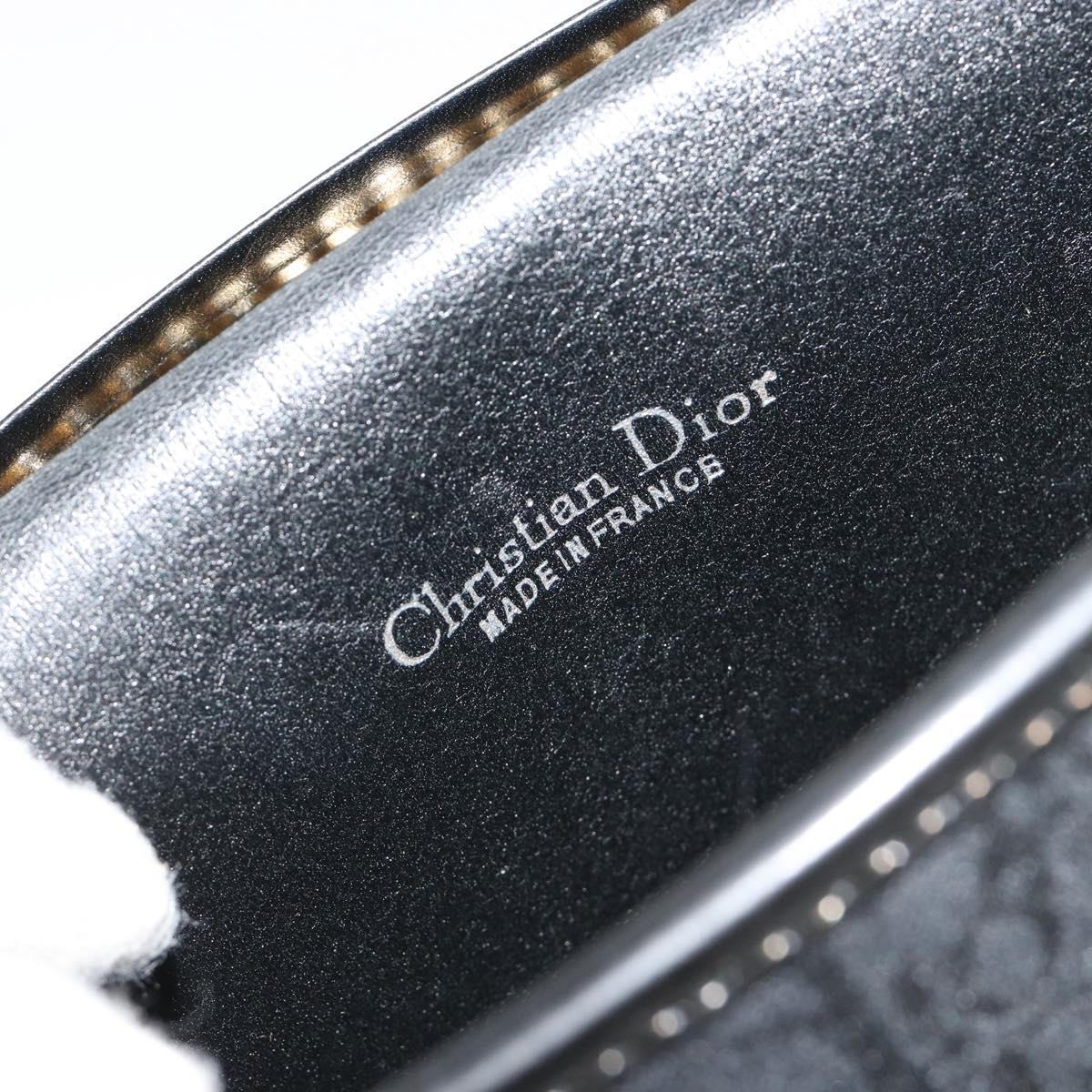 Christian Dior Trotter Canvas Chain Shoulder Bag Black Gold Auth ep14658A