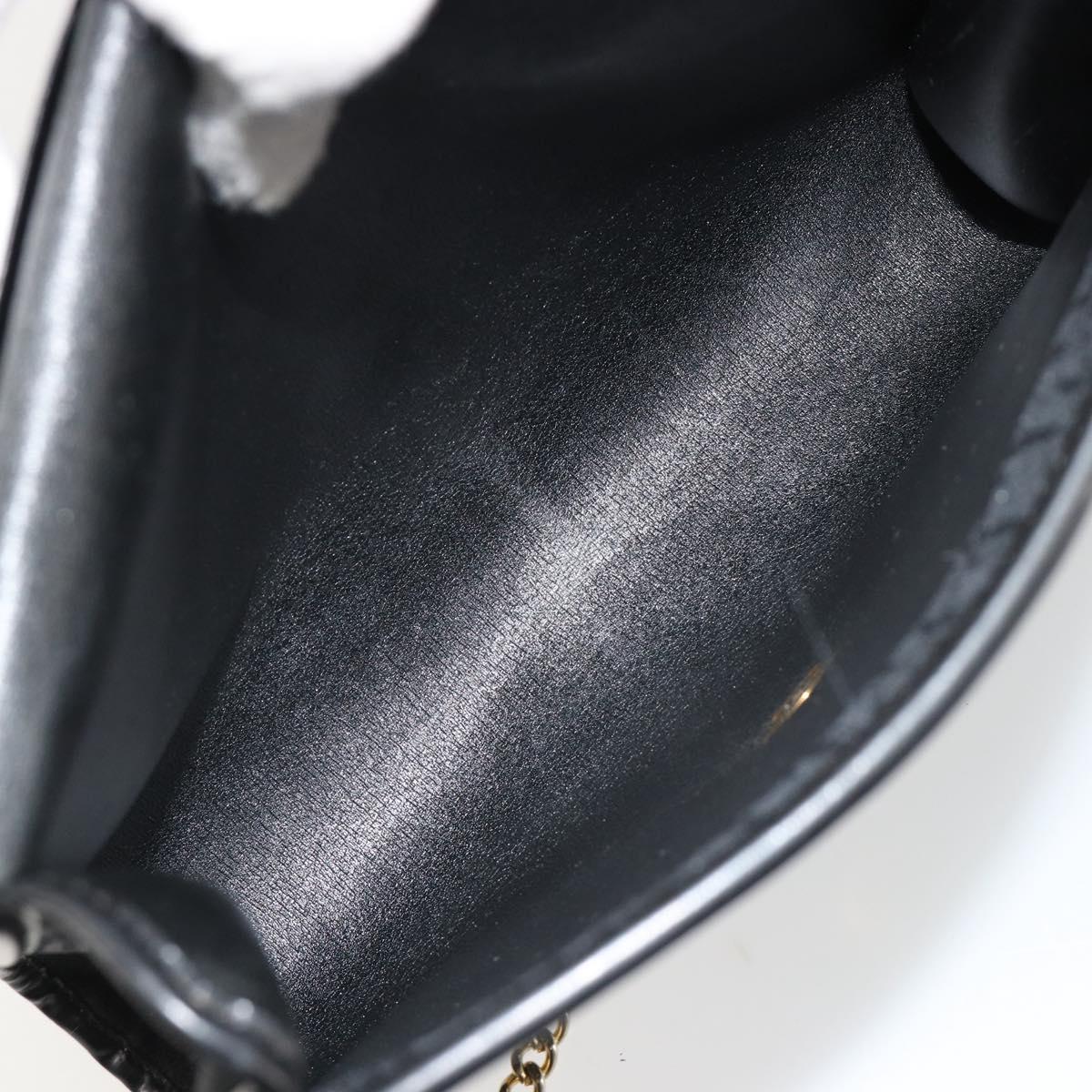 Christian Dior Trotter Canvas Chain Shoulder Bag Black Gold Auth ep14658A