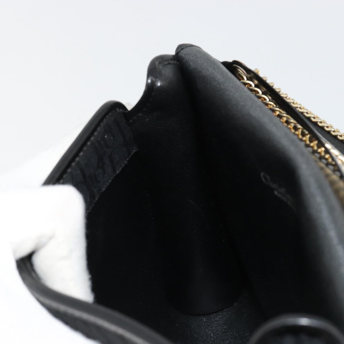 Christian Dior Trotter Canvas Chain Shoulder Bag Black Gold Auth ep14658A
