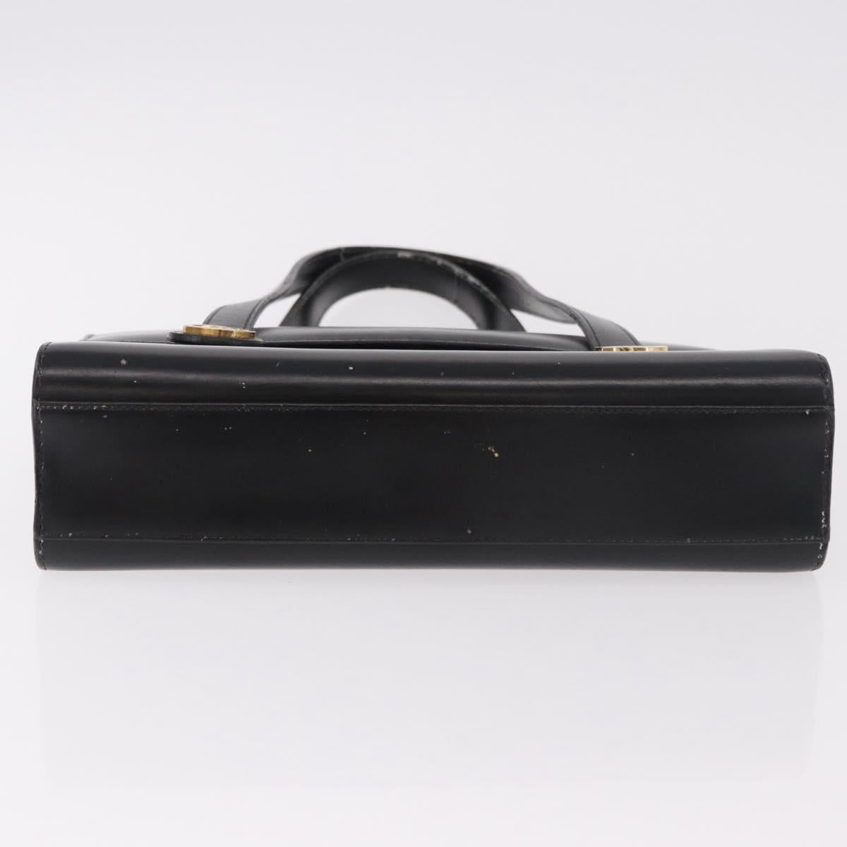 Christian Dior Hand Bag Leather Black Gold Auth ep14672