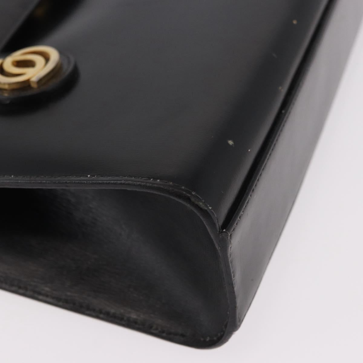Christian Dior Hand Bag Leather Black Gold Auth ep14672