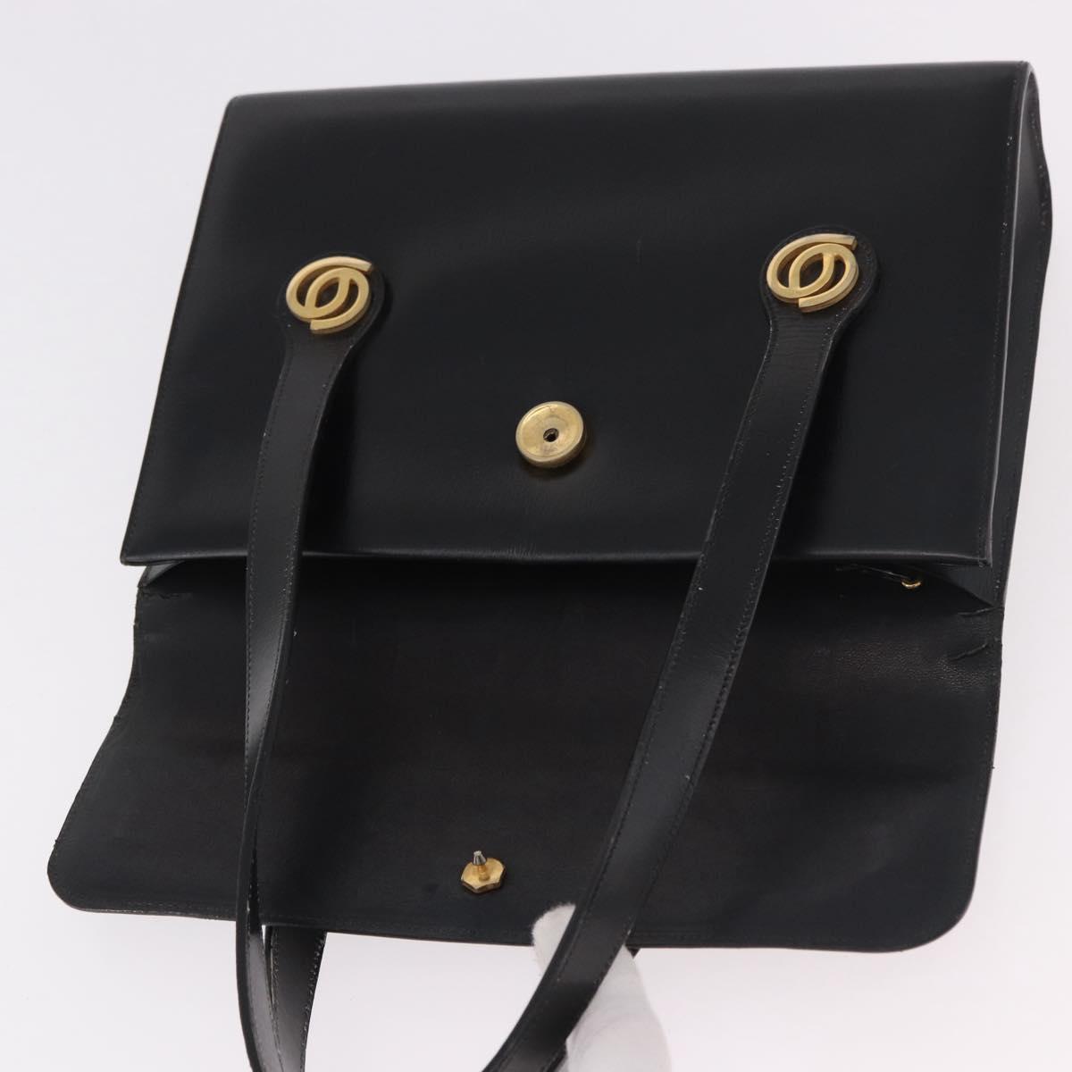 Christian Dior Hand Bag Leather Black Gold Auth ep14672