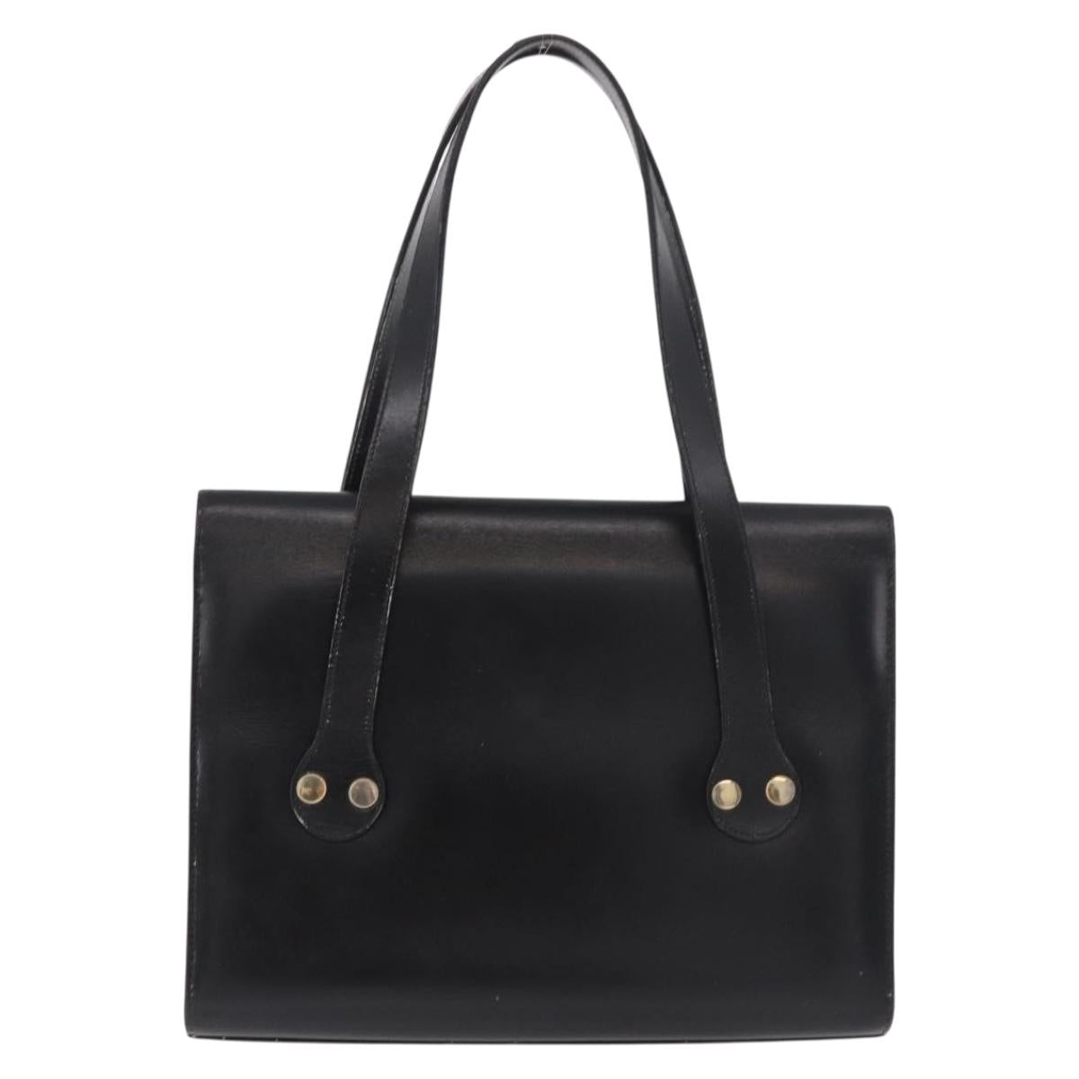 Christian Dior Hand Bag Leather Black Gold Auth ep14672