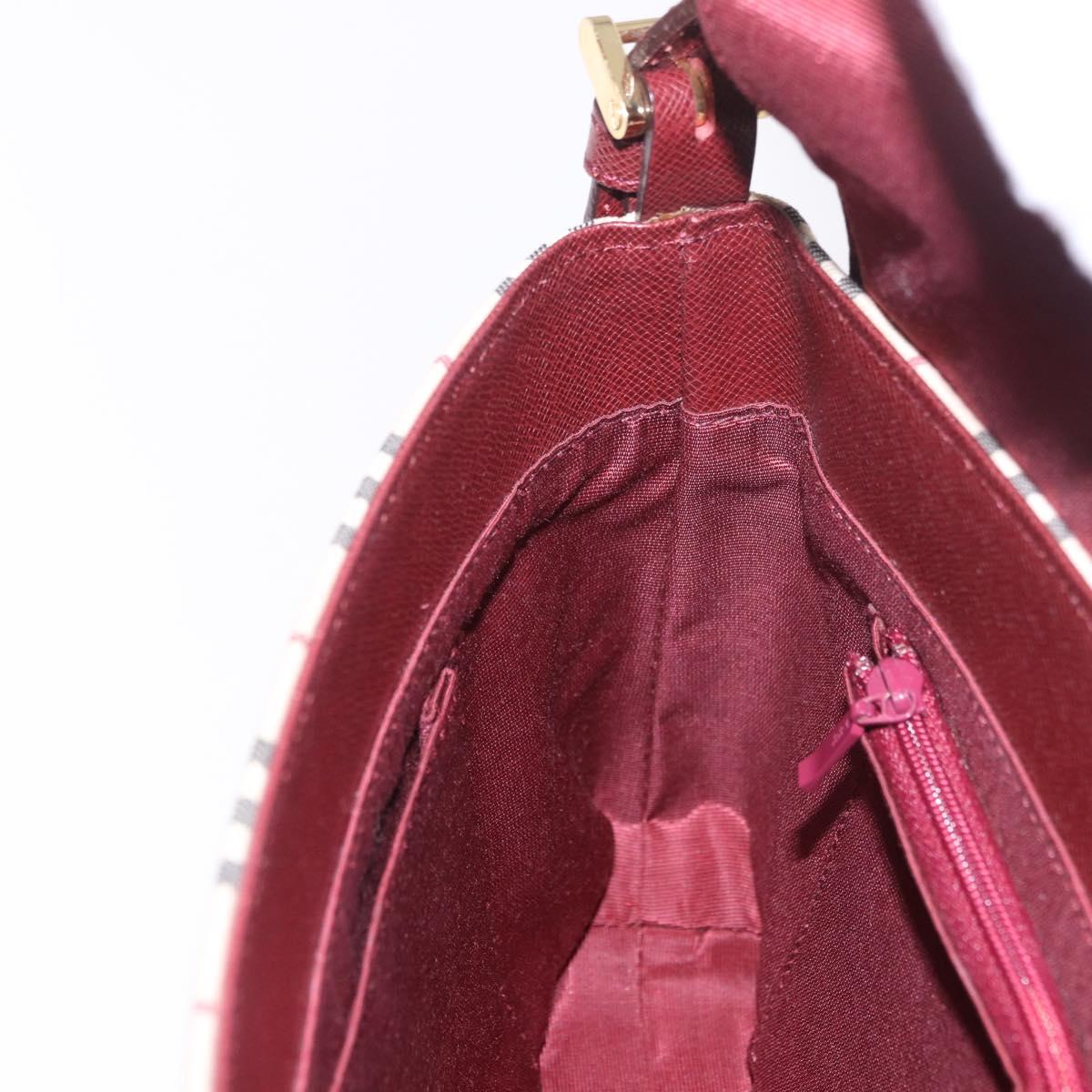 BURBERRY Nova Check Hand Bag Canvas Beige Gold Auth ep14673