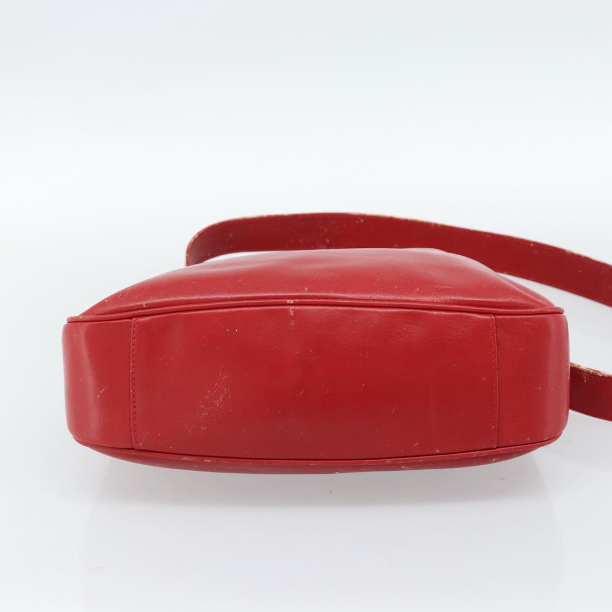 GUCCI Bamboo Hand Bag Leather 2way Red Gold Auth ep14677