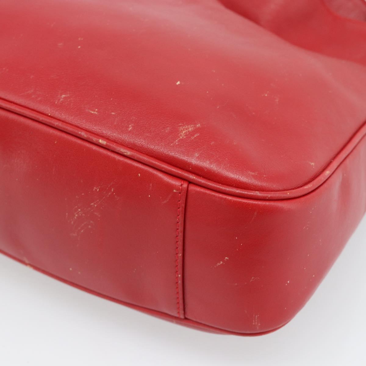 GUCCI Bamboo Hand Bag Leather 2way Red Gold Auth ep14677