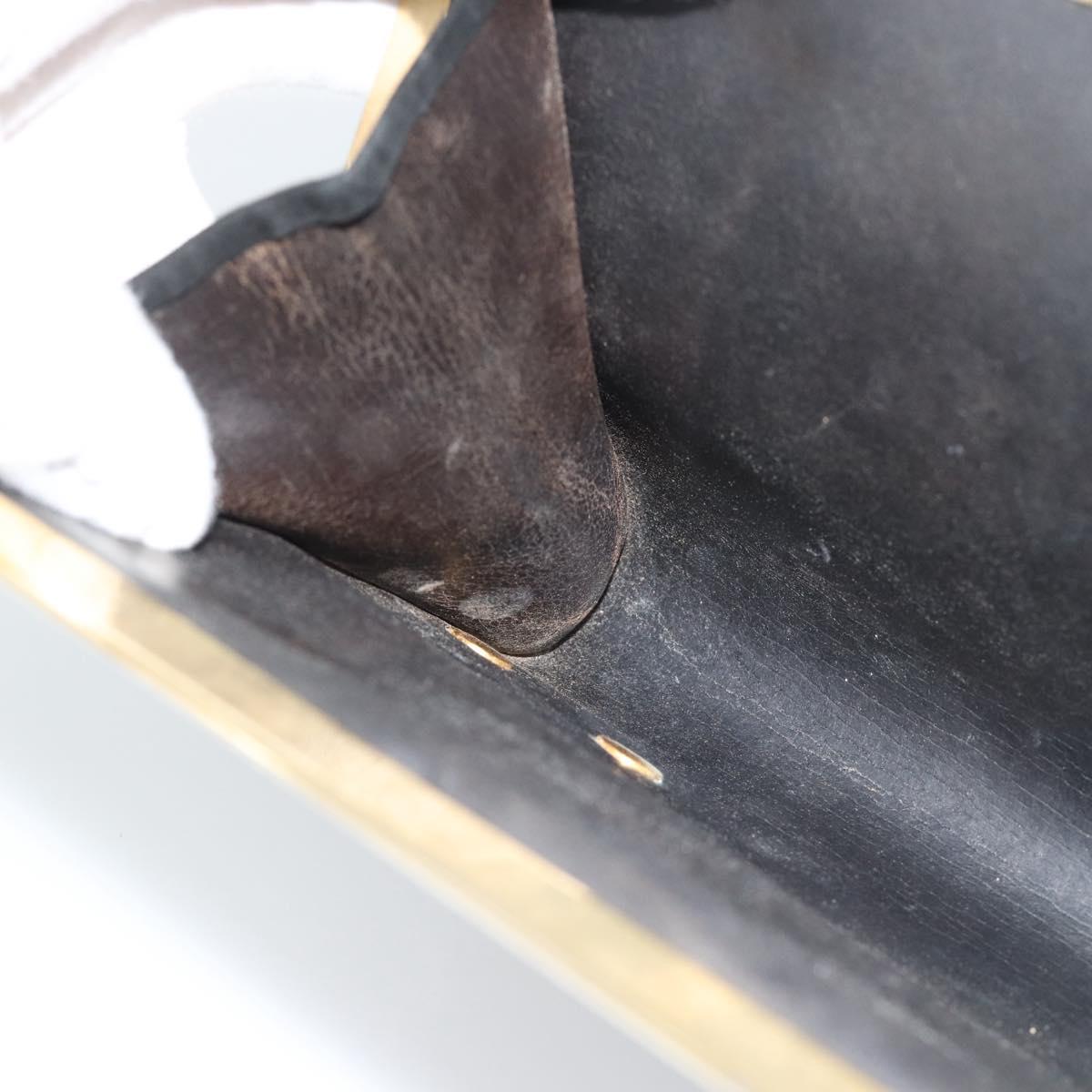 Christian Dior Clutch Bag Suede Black Gold Auth ep14678