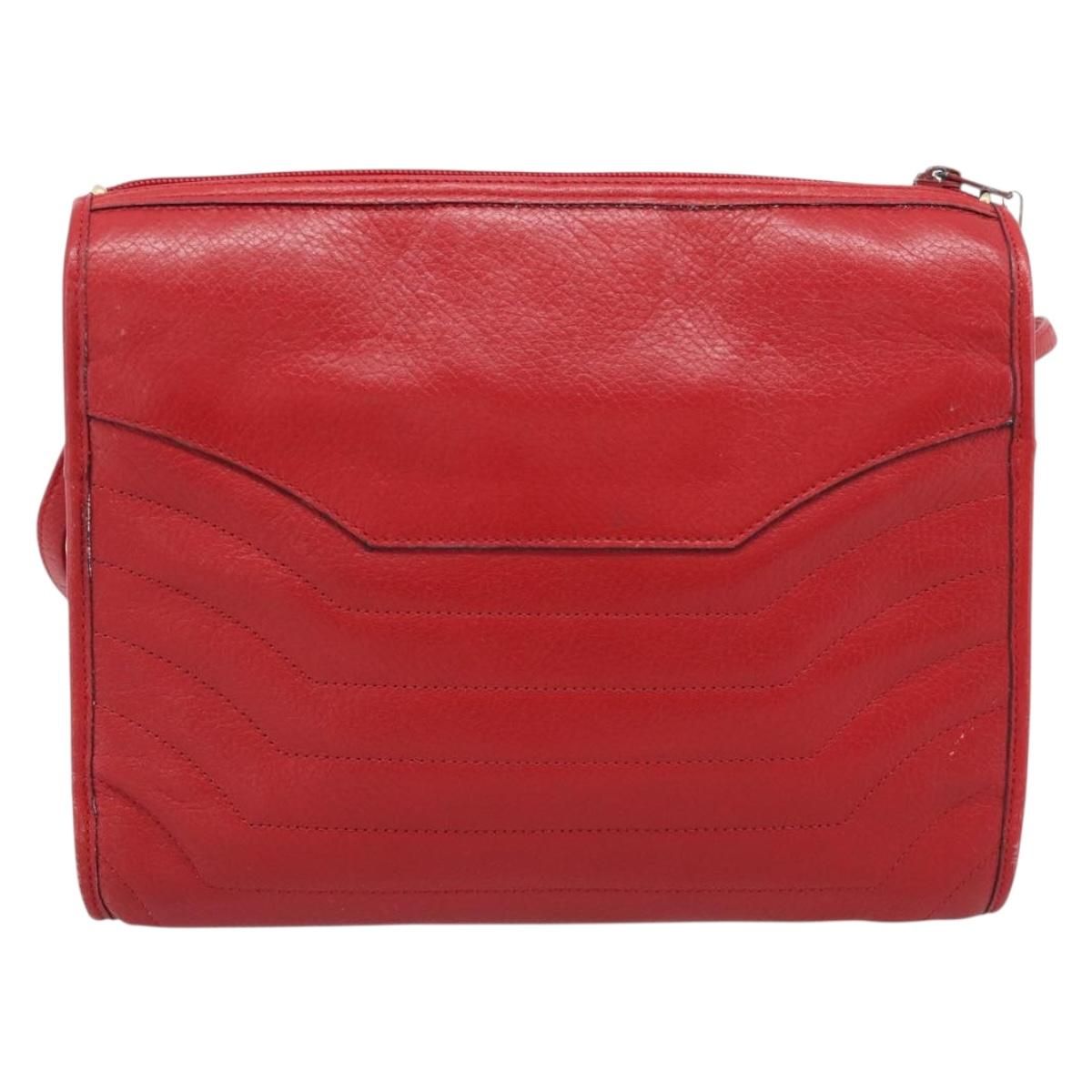 Christian Dior Shoulder Bag Leather Red Gold Auth ep14679
