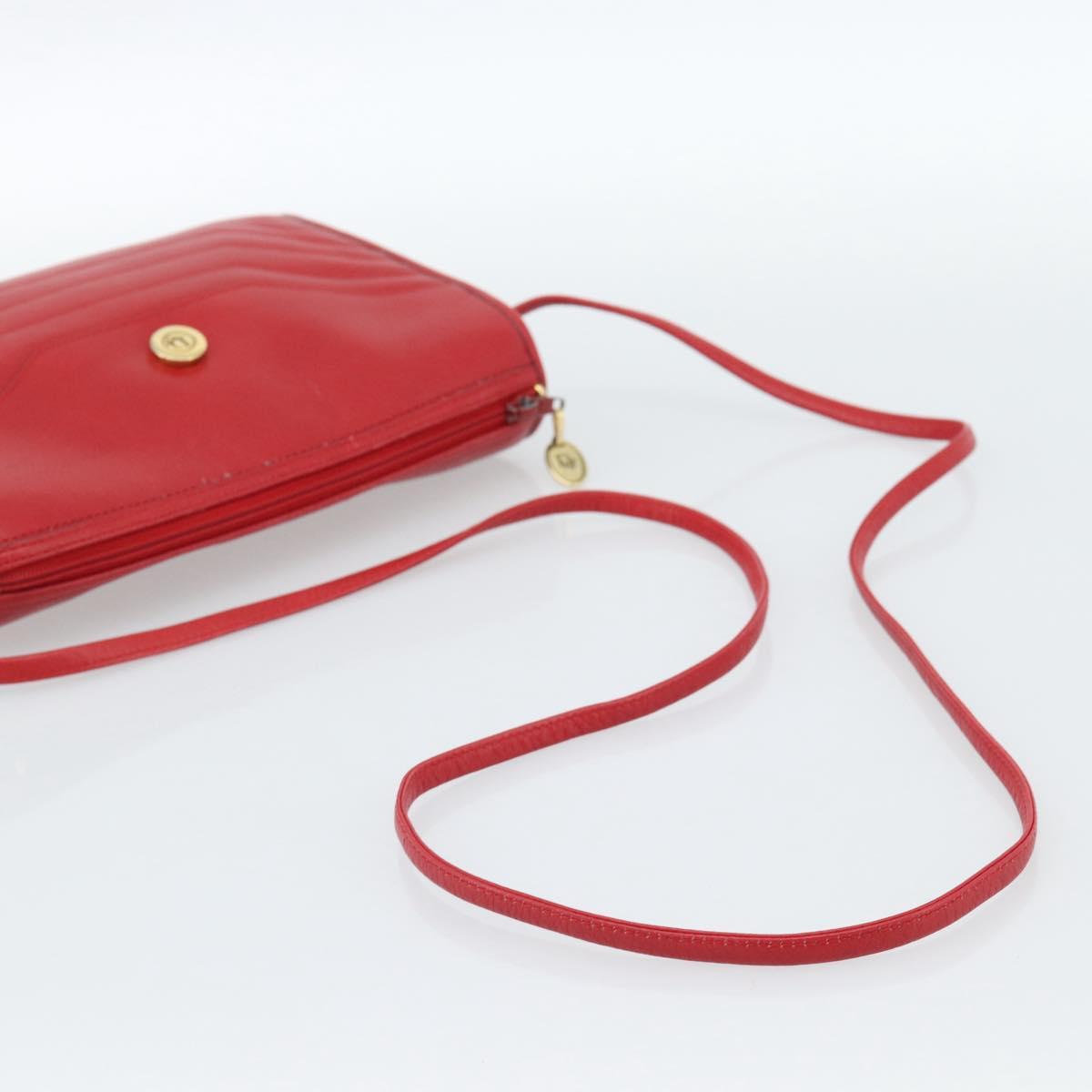 Christian Dior Shoulder Bag Leather Red Gold Auth ep14679