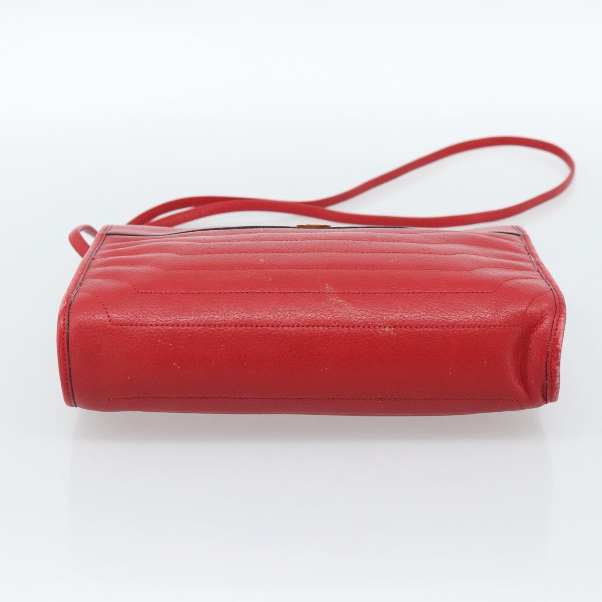 Christian Dior Shoulder Bag Leather Red Gold Auth ep14679