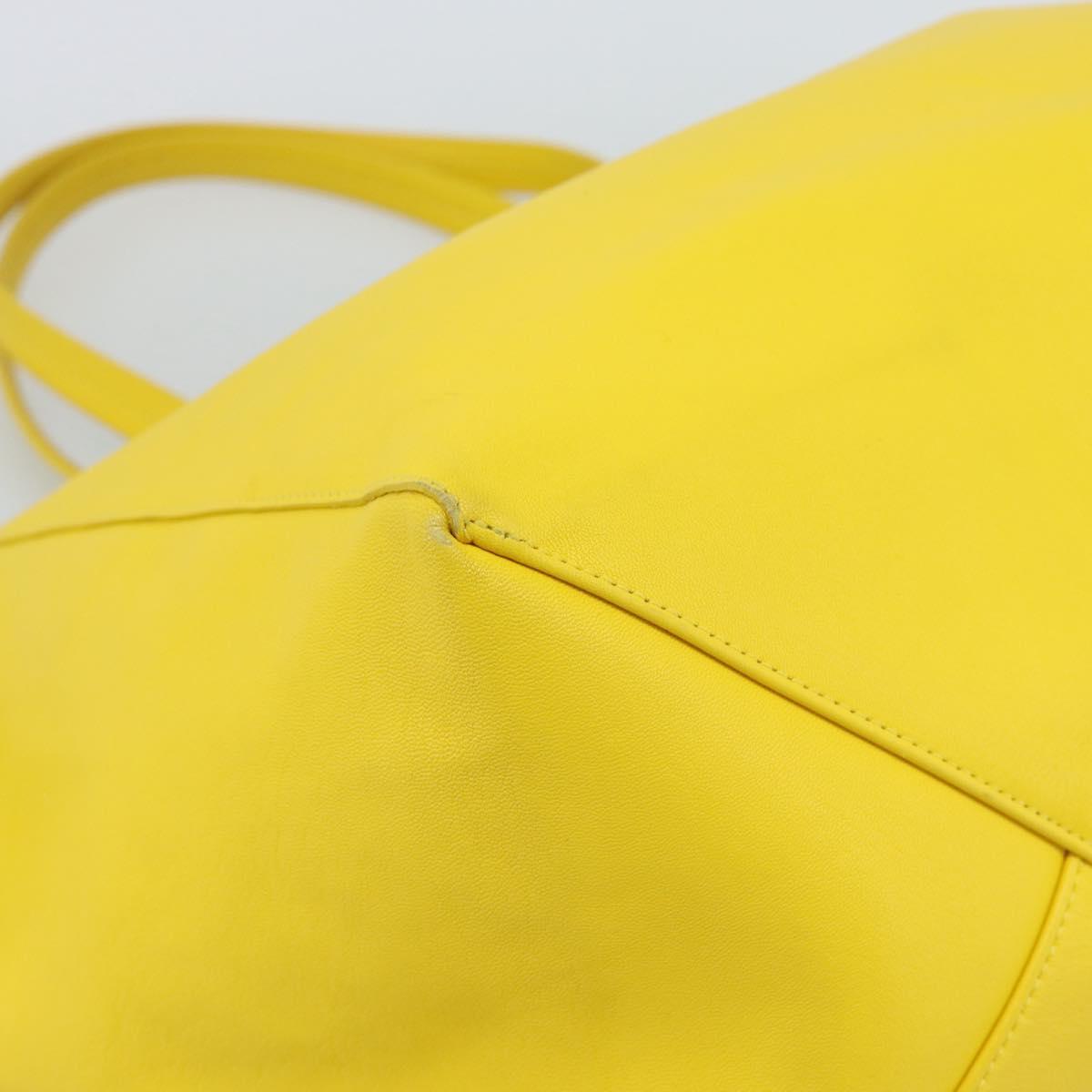 CELINE Horizontalkava Tote Bag Leather Yellow Gold Auth ep14681