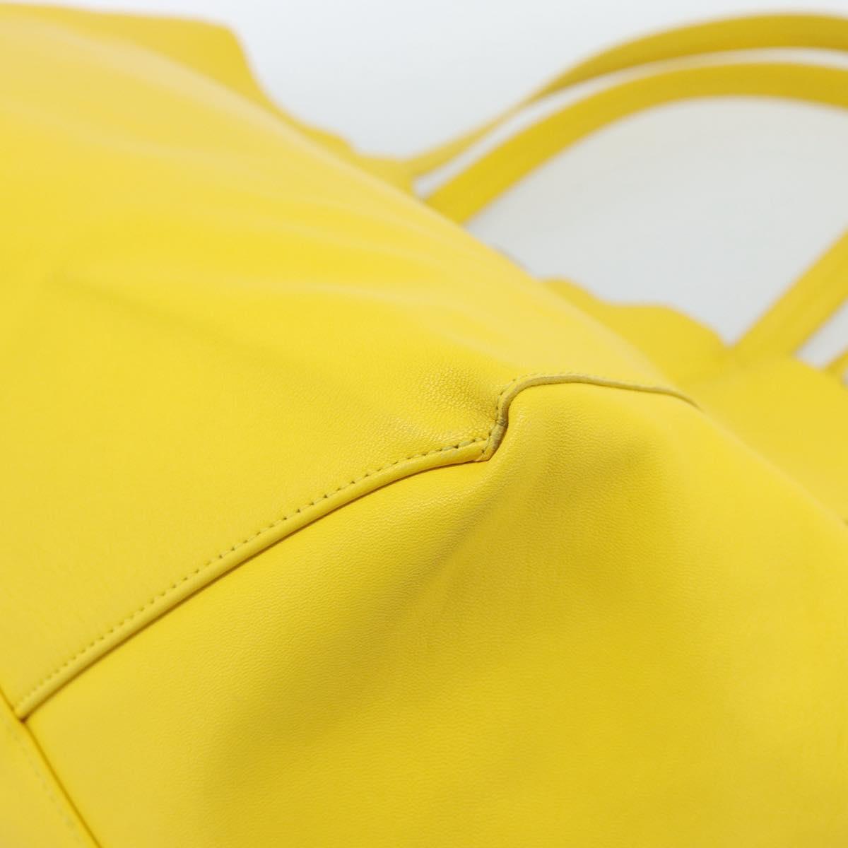 CELINE Horizontalkava Tote Bag Leather Yellow Gold Auth ep14681