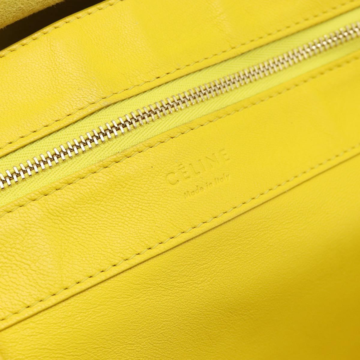 CELINE Horizontalkava Tote Bag Leather Yellow Gold Auth ep14681
