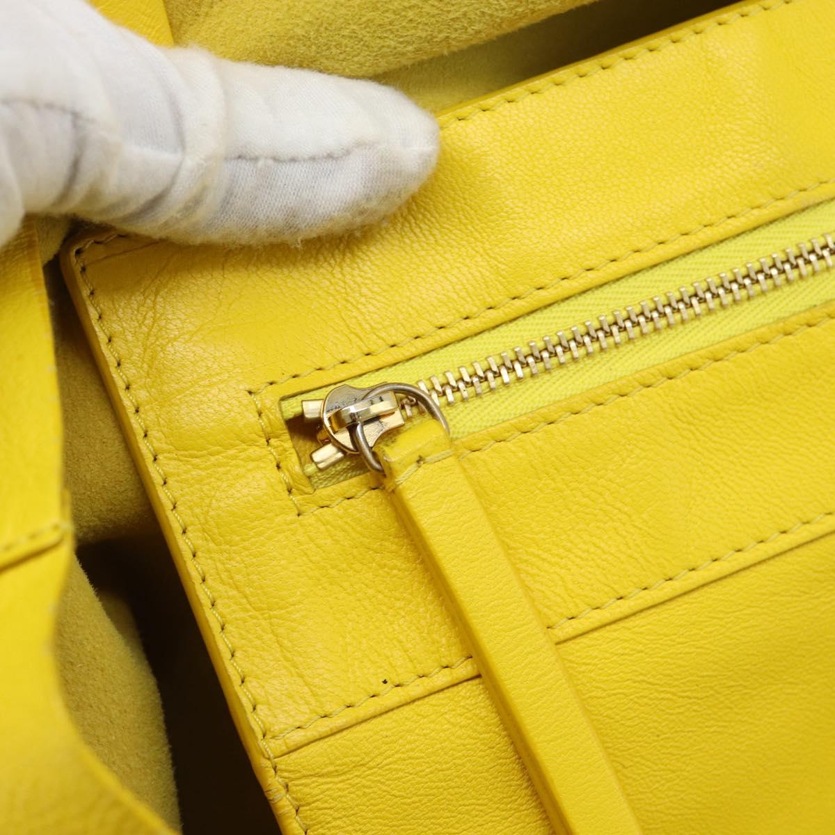 CELINE Horizontalkava Tote Bag Leather Yellow Gold Auth ep14681