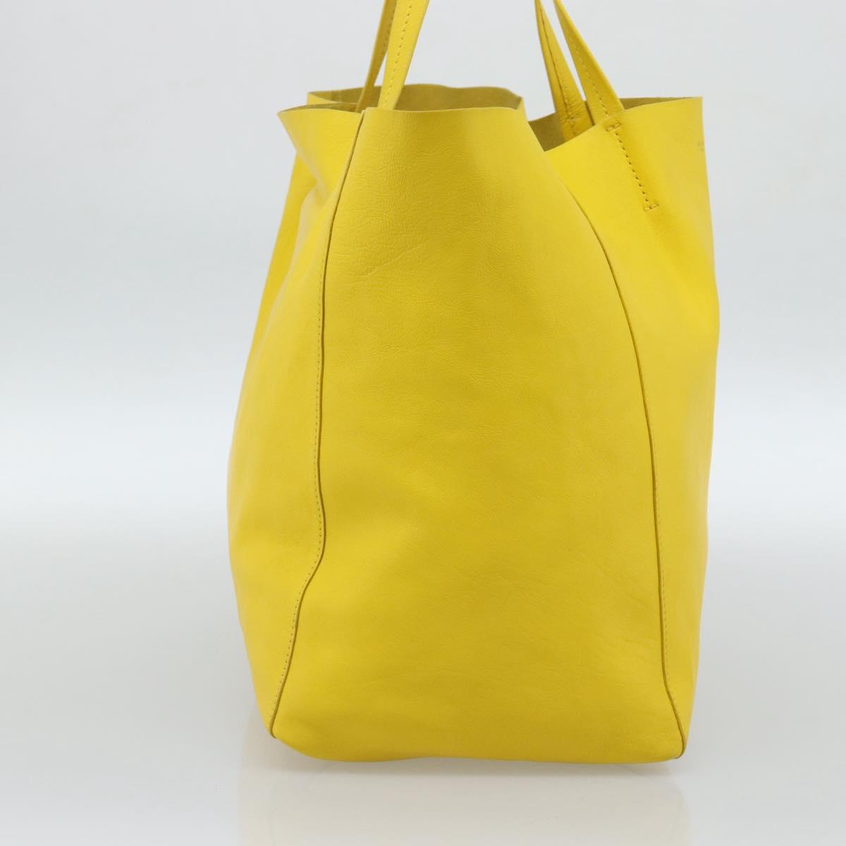 CELINE Horizontalkava Tote Bag Leather Yellow Gold Auth ep14681