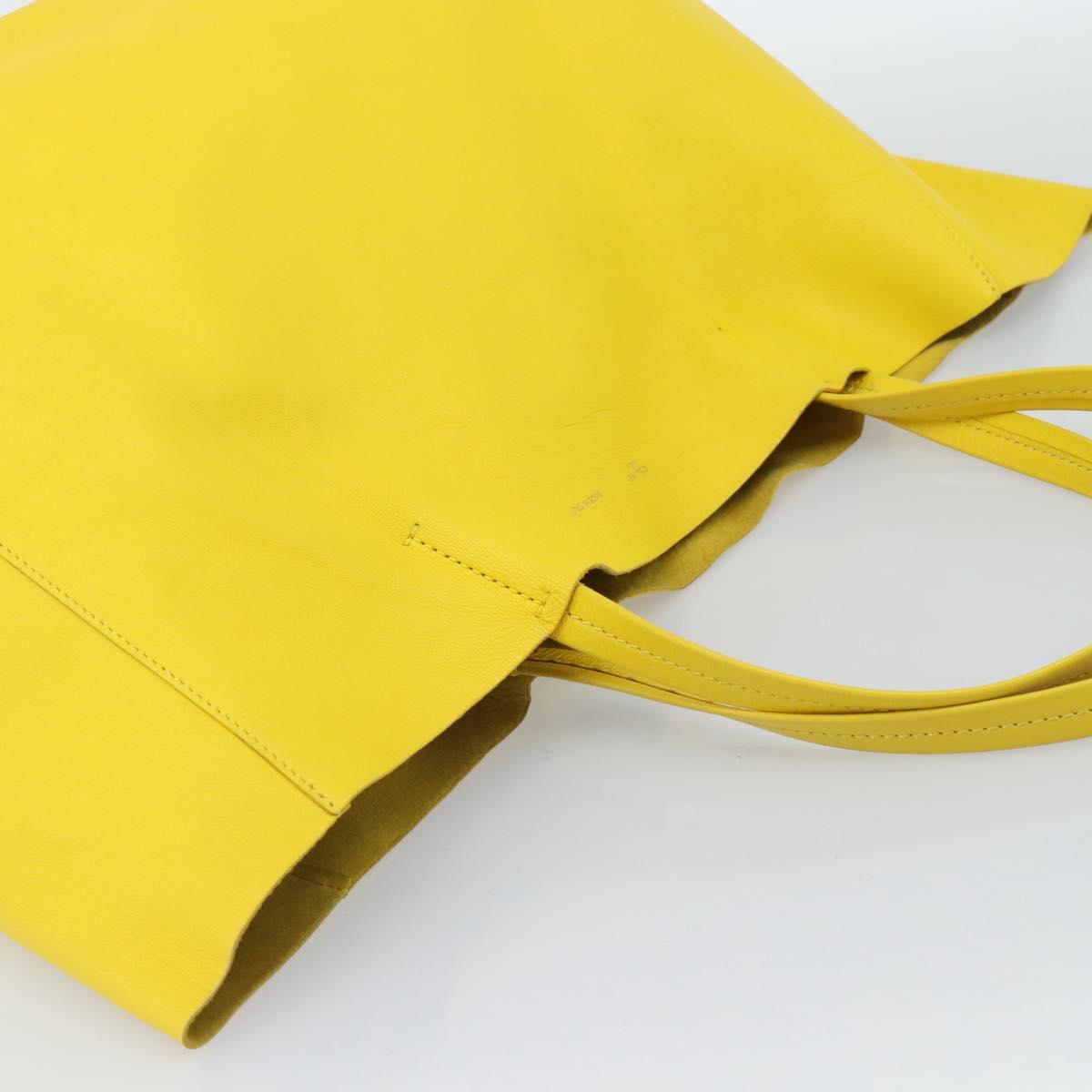 CELINE Horizontalkava Tote Bag Leather Yellow Gold Auth ep14681
