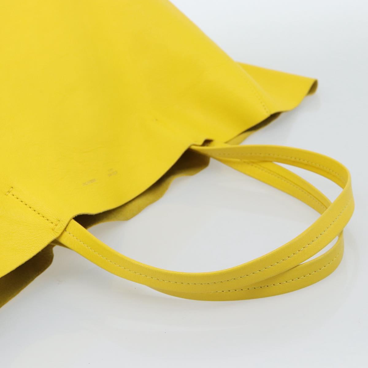 CELINE Horizontalkava Tote Bag Leather Yellow Gold Auth ep14681