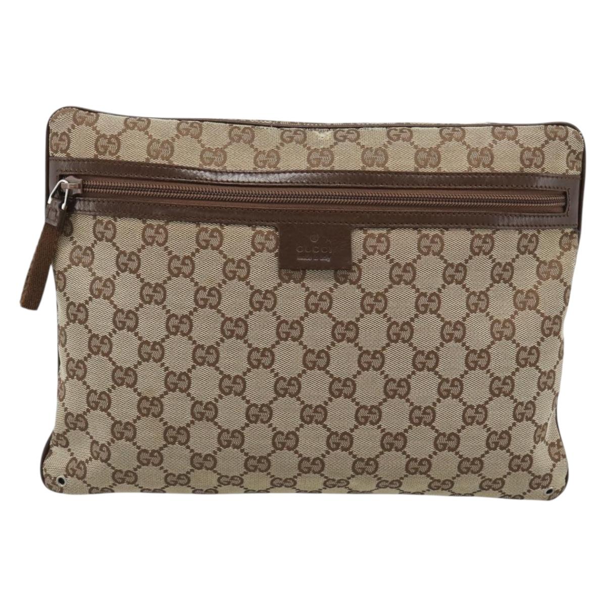 GUCCI GG Canvas Shoulder Bag Beige Silver 90476 Auth ep14683